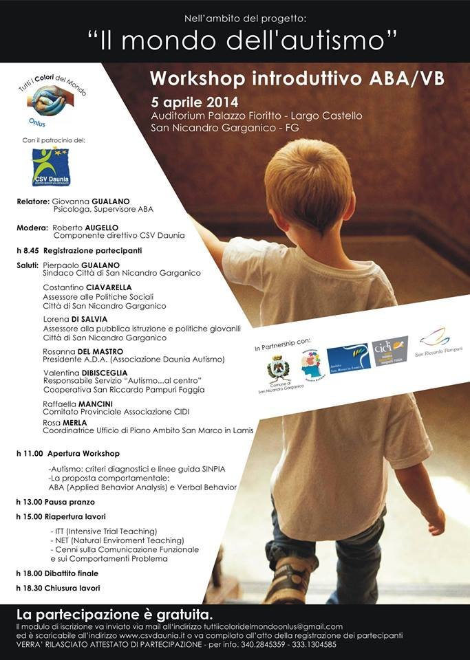 Workshop introduttivo "il mondo dell'autismo"