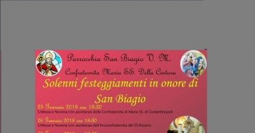 Il programma della festività in onore di San Biagio