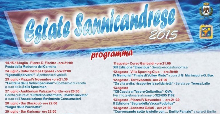 Ecco il programma dell'Estate Sannicandrese 2015