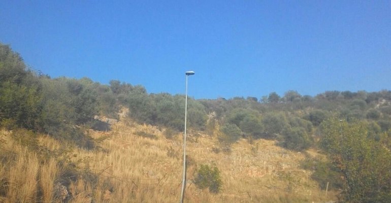 Palo pericolante sulla SP41 per Torre Mileto