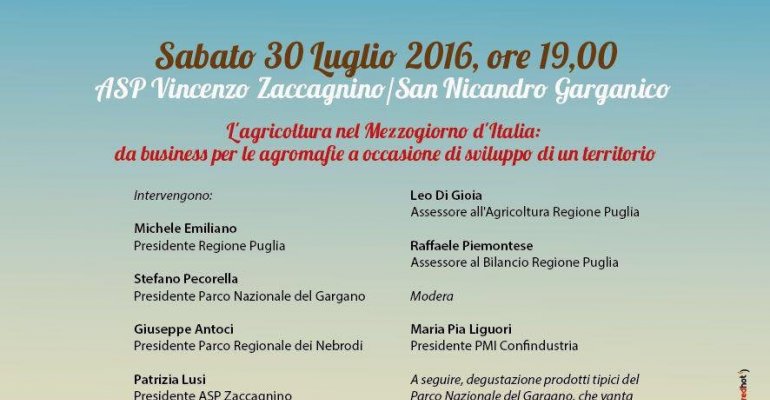 Dibattito su “L'agricoltura nel Mezzogiorno d'Italia"