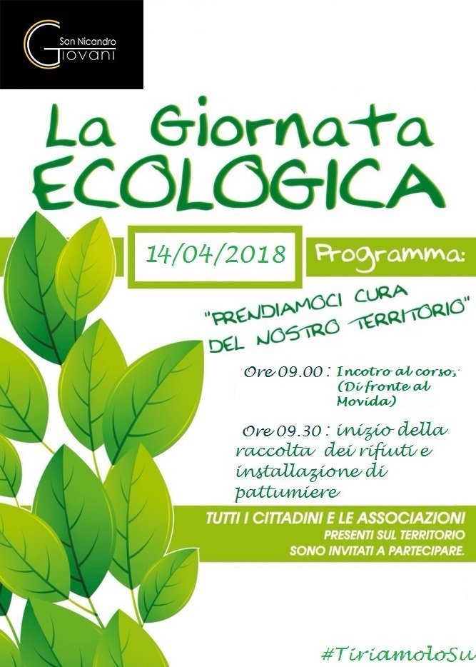 Sabato 14 aprile la "Giornata Ecologica" di S.Nicandro Giovani