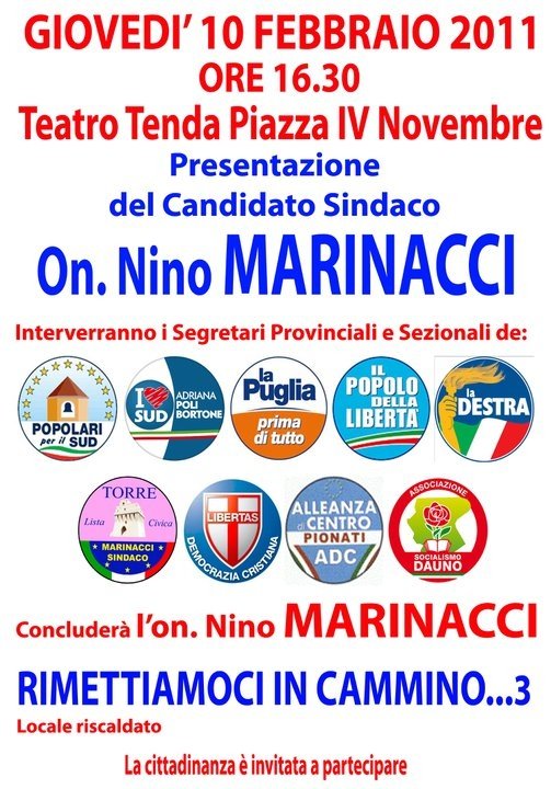 Nuova manifestazione della coalizione 'Marinacci sindaco'