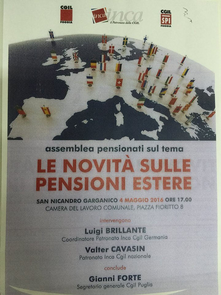 Assemblea Cittadina CGIL sulle novità delle pensioni estere